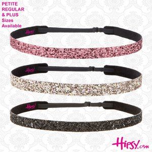 Hipsy 3-pack Black/Rose Gold/Pink Rose Adjustable Skinny Bling Glitter Headbands